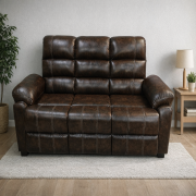 Luxury Brown Leatherette 3-Seater Sofa